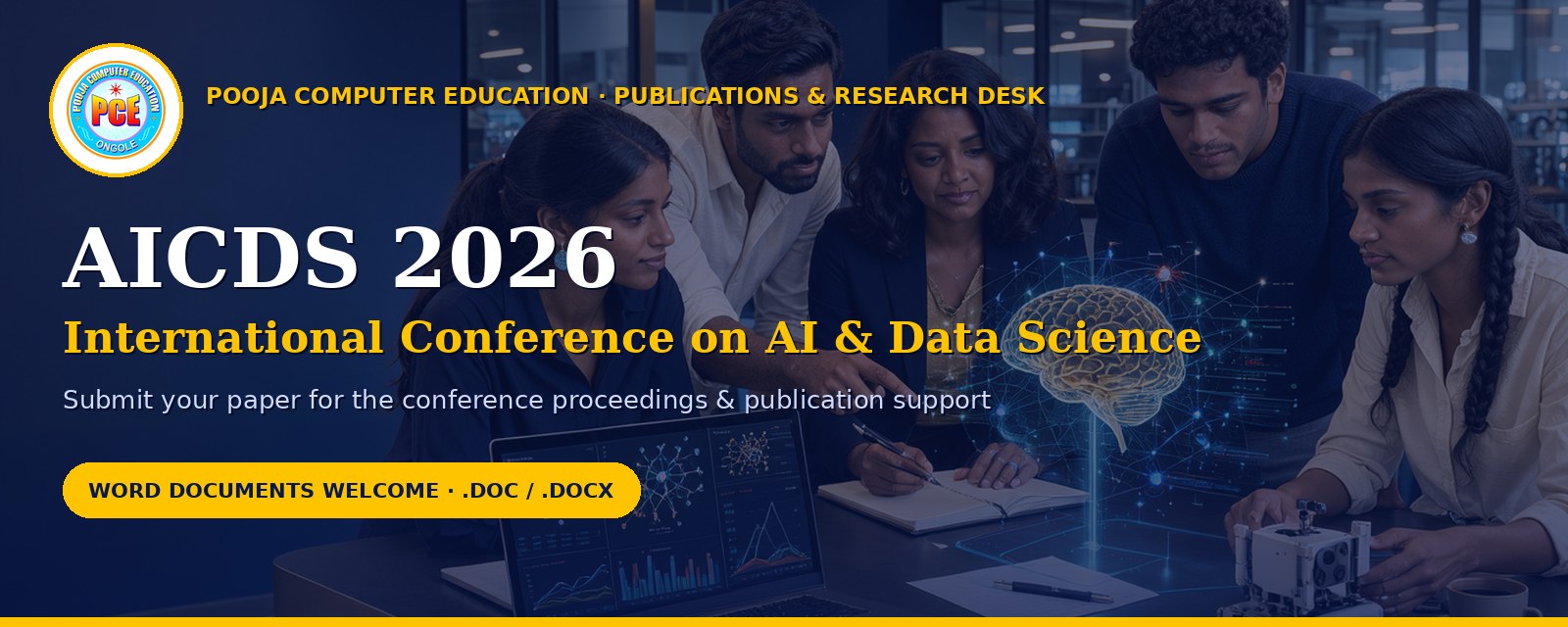 Submit your research paper at Pooja Computer Education Ongole — AICDS 2026 and journal publication support